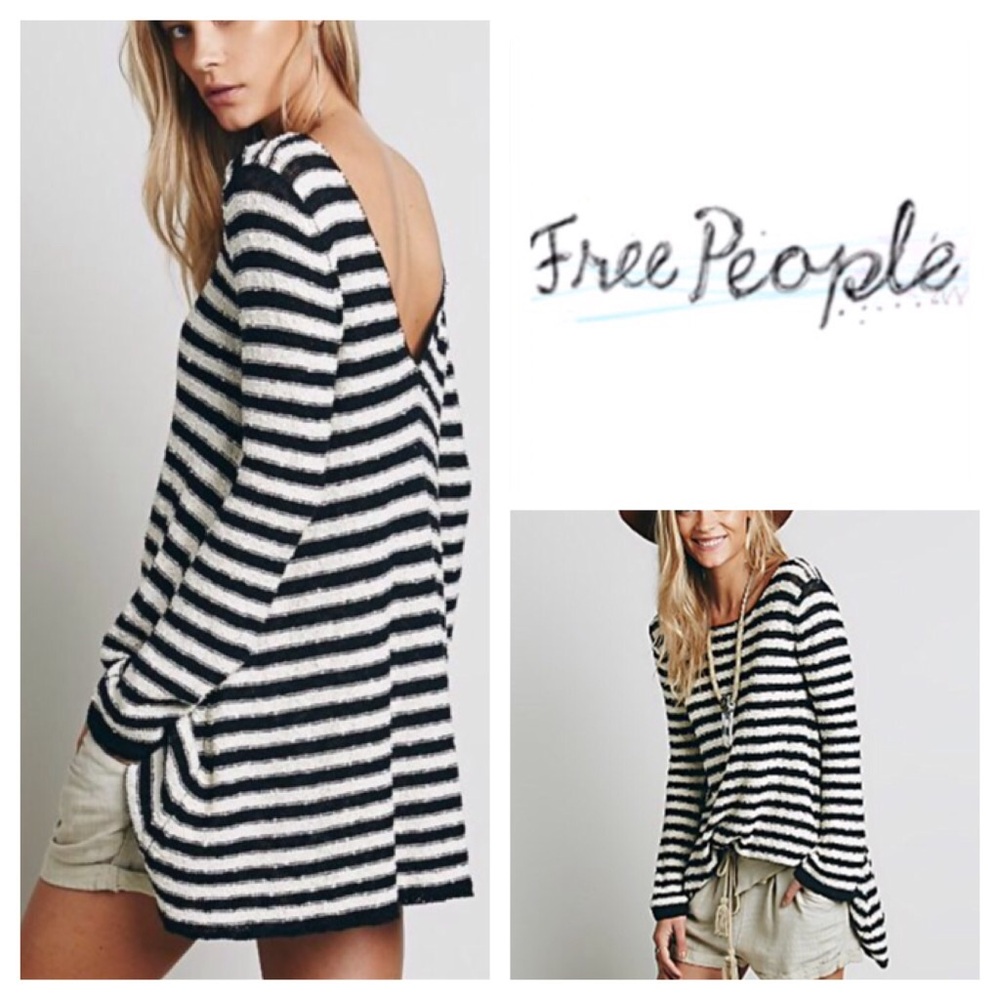 Free People Black/Ivory StripedSwing Tunic